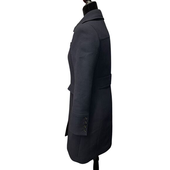 J.Crew Double Cloth Wool Blend Coat 4 Black Italy Fabric Button Front Tailored - Picture 8 of 16